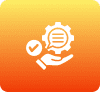 Hand holding gear with check mark icon.